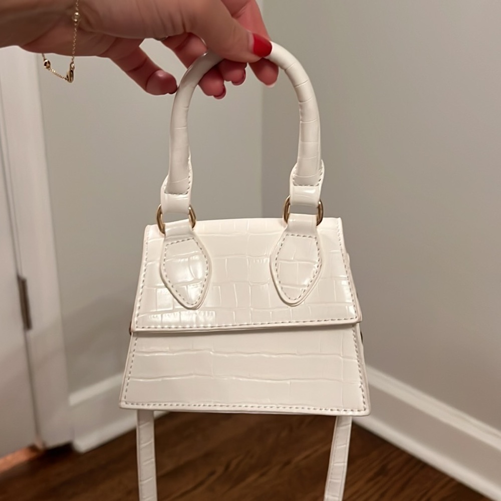Free people white croc micro bag